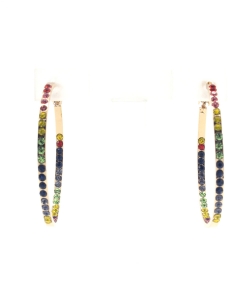 Multi-Color Rhinestone Hoop Earrings EH300011 GOLD MULTI